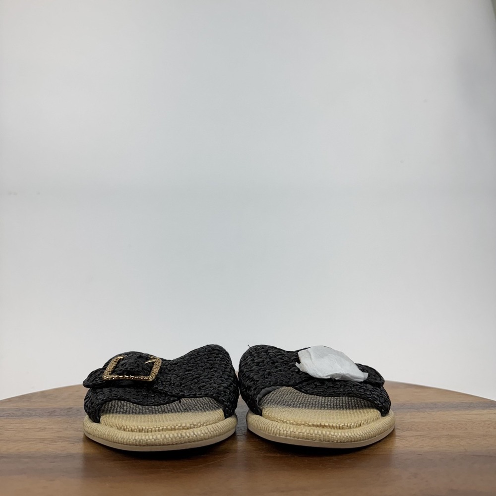 New Womens Dolce Vita Alonzo Black Raffia Buckle Casual Slides Sandals Size 9 M - Picture 2 of 7